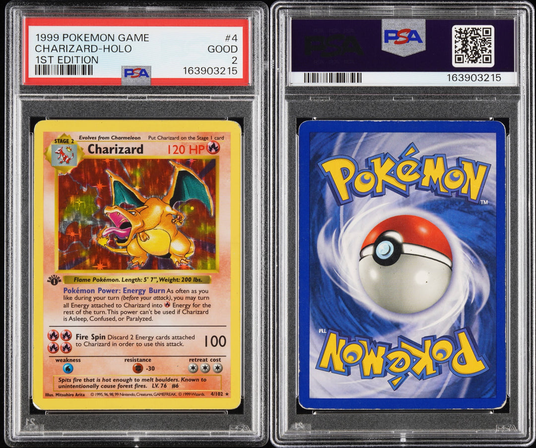 1999 Charizard Holo 4/102 1st Edition Shadowless - PSA 2