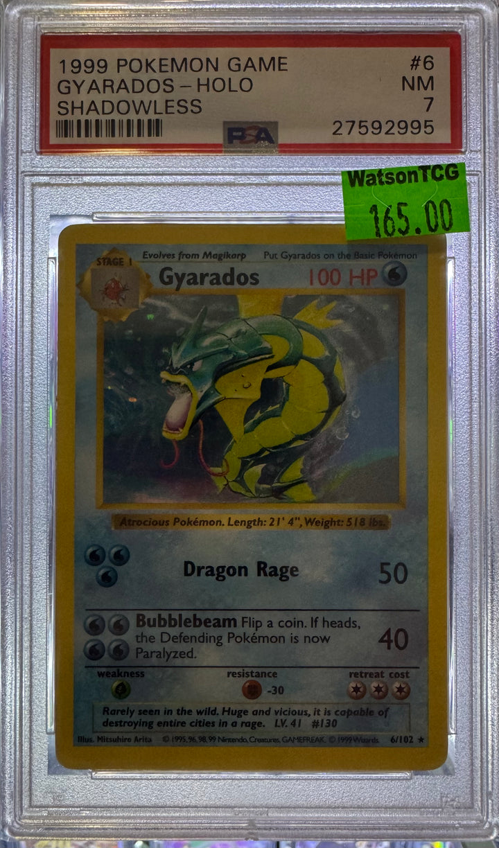 1999 Gyrados Shadowless Holo 6/102 - PSA 7