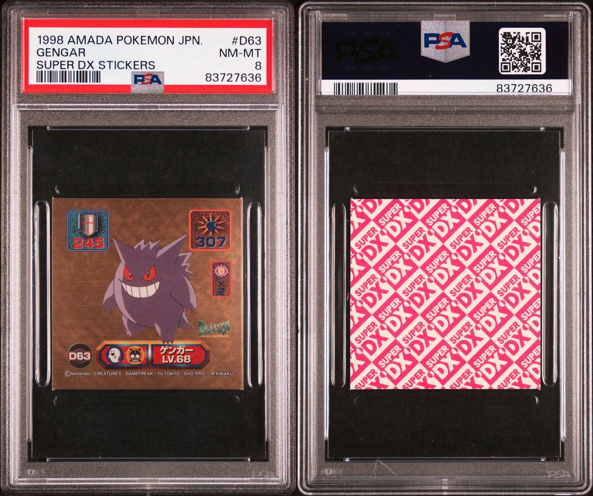 1998 JPN Gengar Sticker - PSA 8