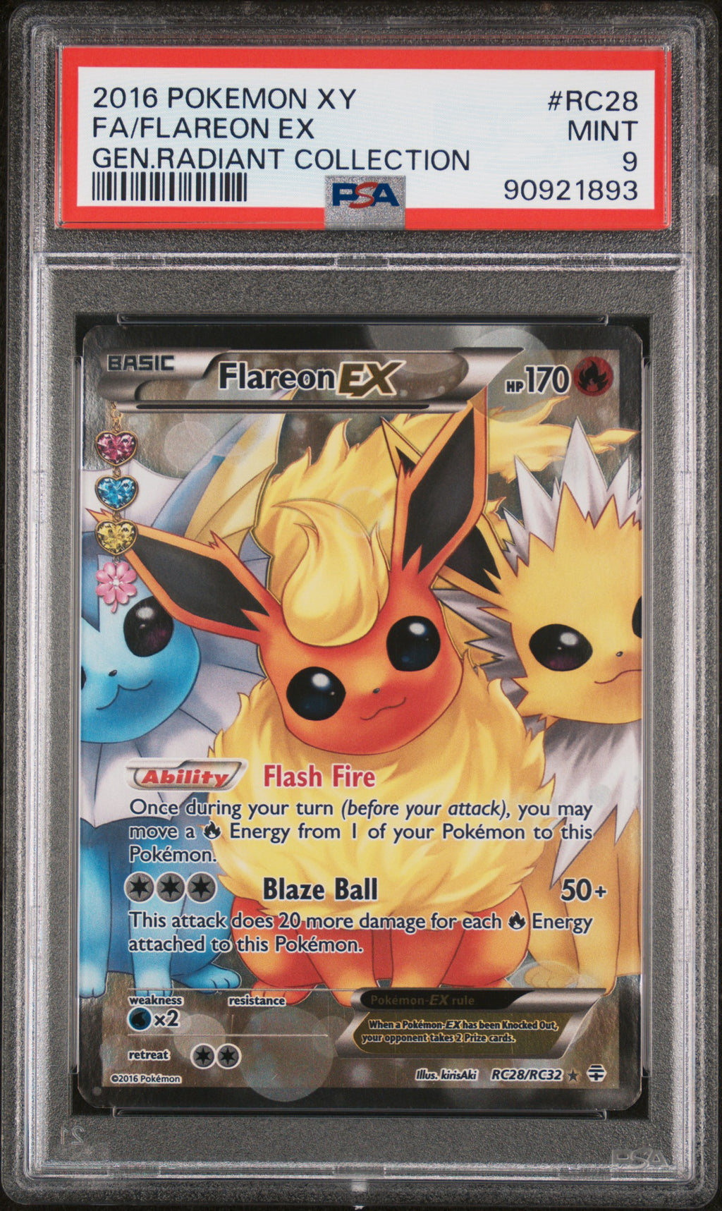 2016 XY Flareon EX Radiant RC28/RC32 - PSA 9