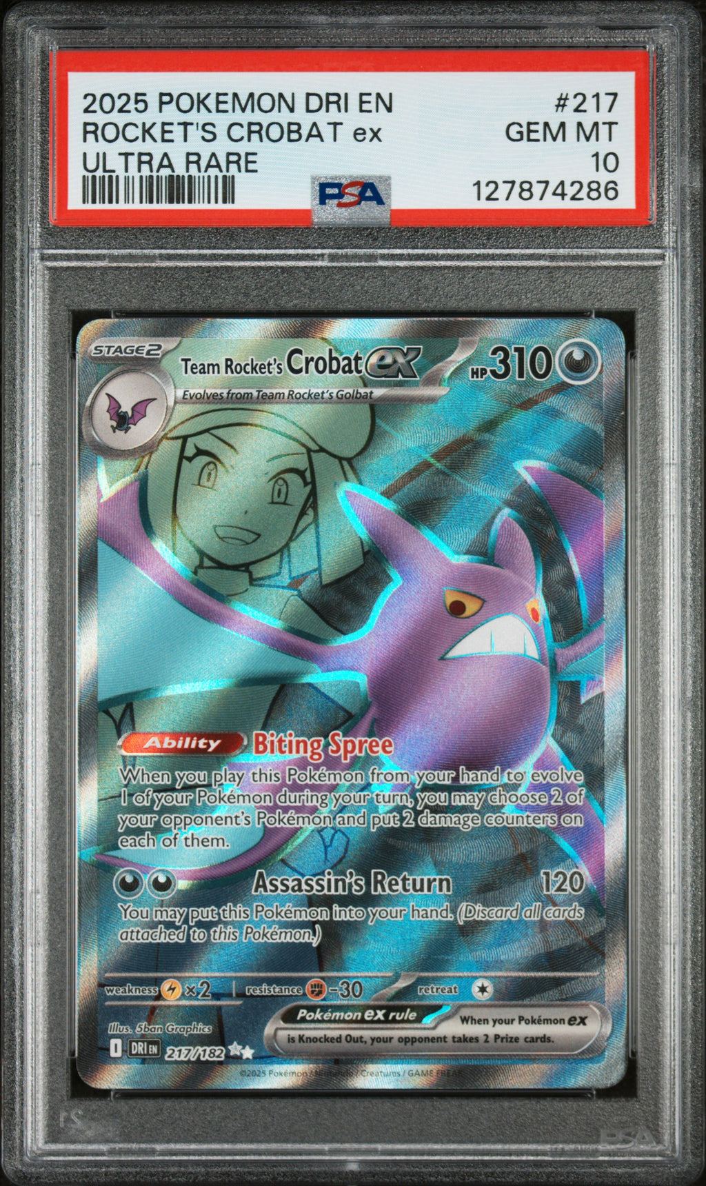 Team Rocket’s Crobat ex 217/182 - PSA 10