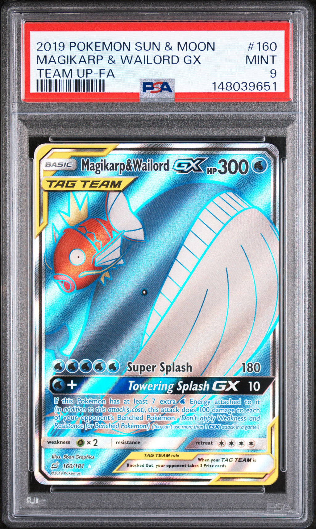 Magikarp& Wailord GX Tag Team 160/181 - PSA 9