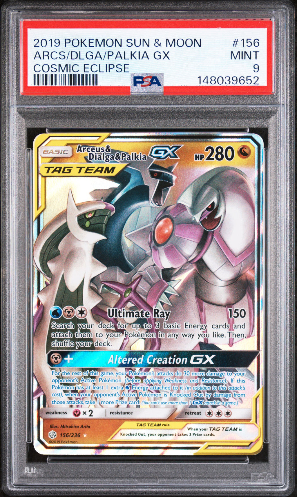 Arceus & Dialga & Palkia GX Tag Team 156/236 - PSA 9
