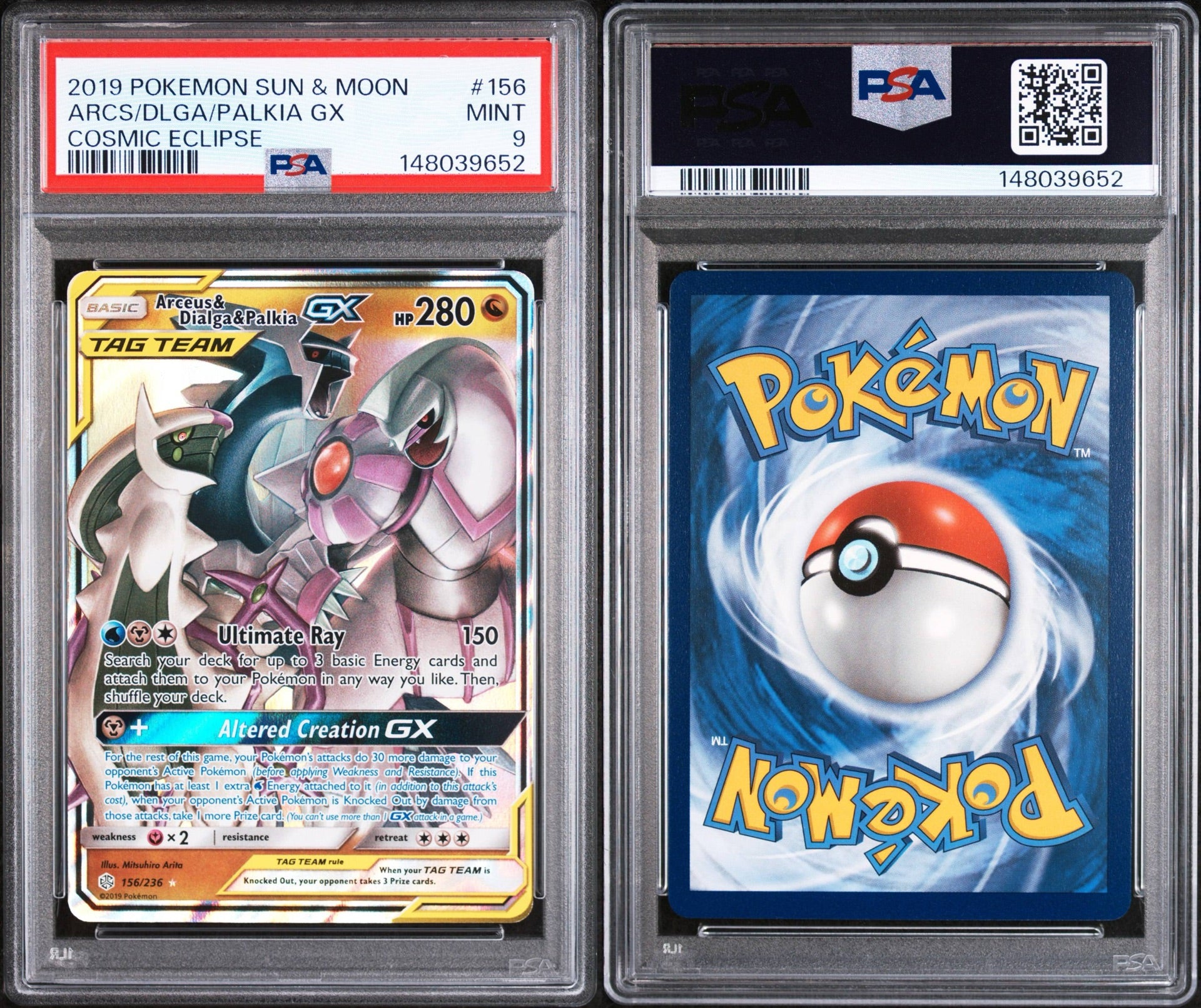 Arceus & Dialga & Palkia GX Tag Team 156/236 - PSA 9