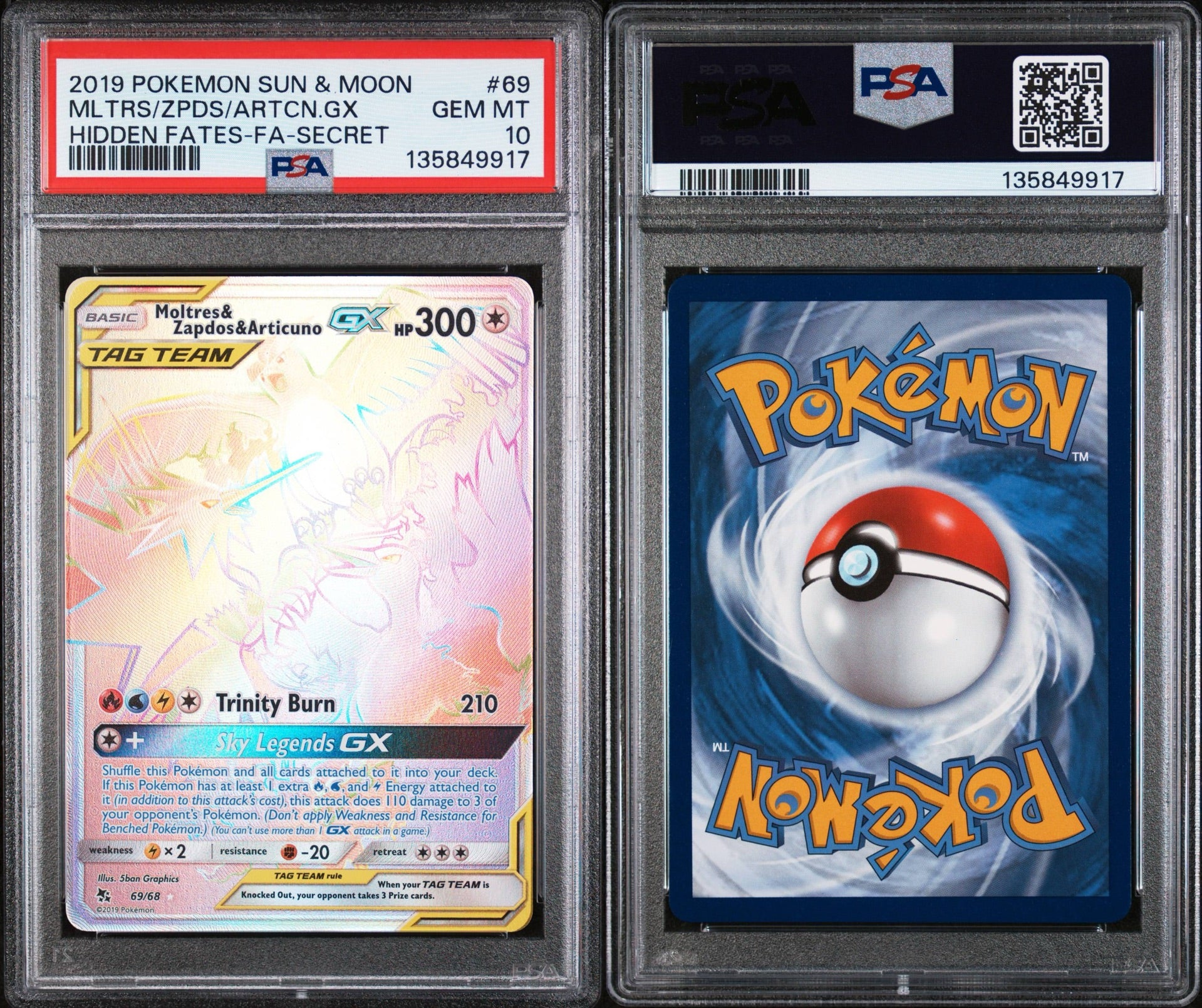 Moltres & Zapdos & Articuno GX Tag Team 69/68 - PSA 10