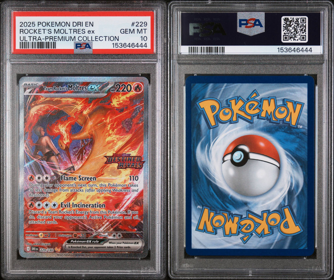 Team Rocket’s Moltres ex STAMPED 229/182 - PSA 10
