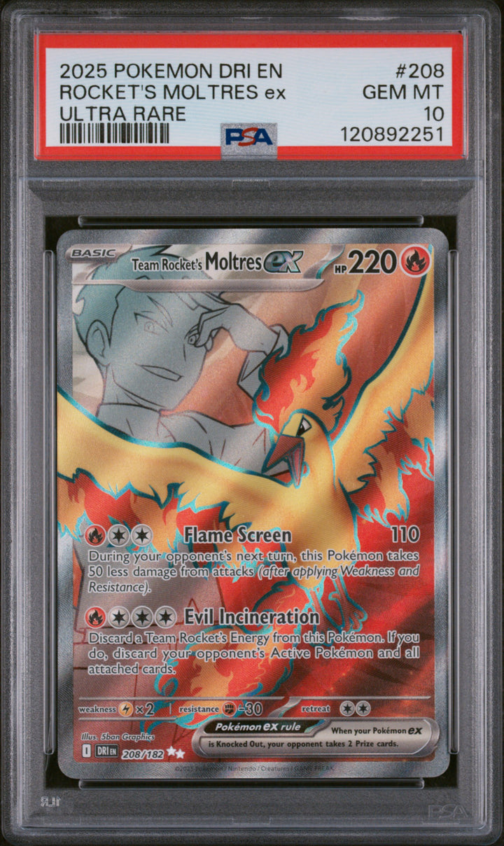 Rocket’s Moltres ex 208/182 - PSA 10