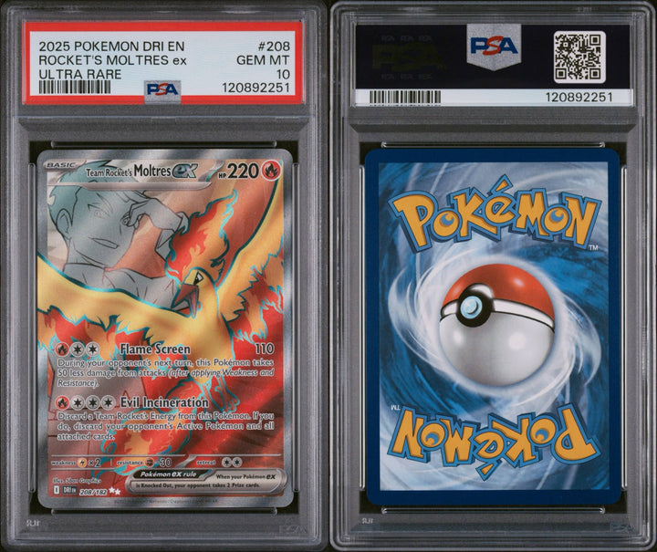 Rocket’s Moltres ex 208/182 - PSA 10