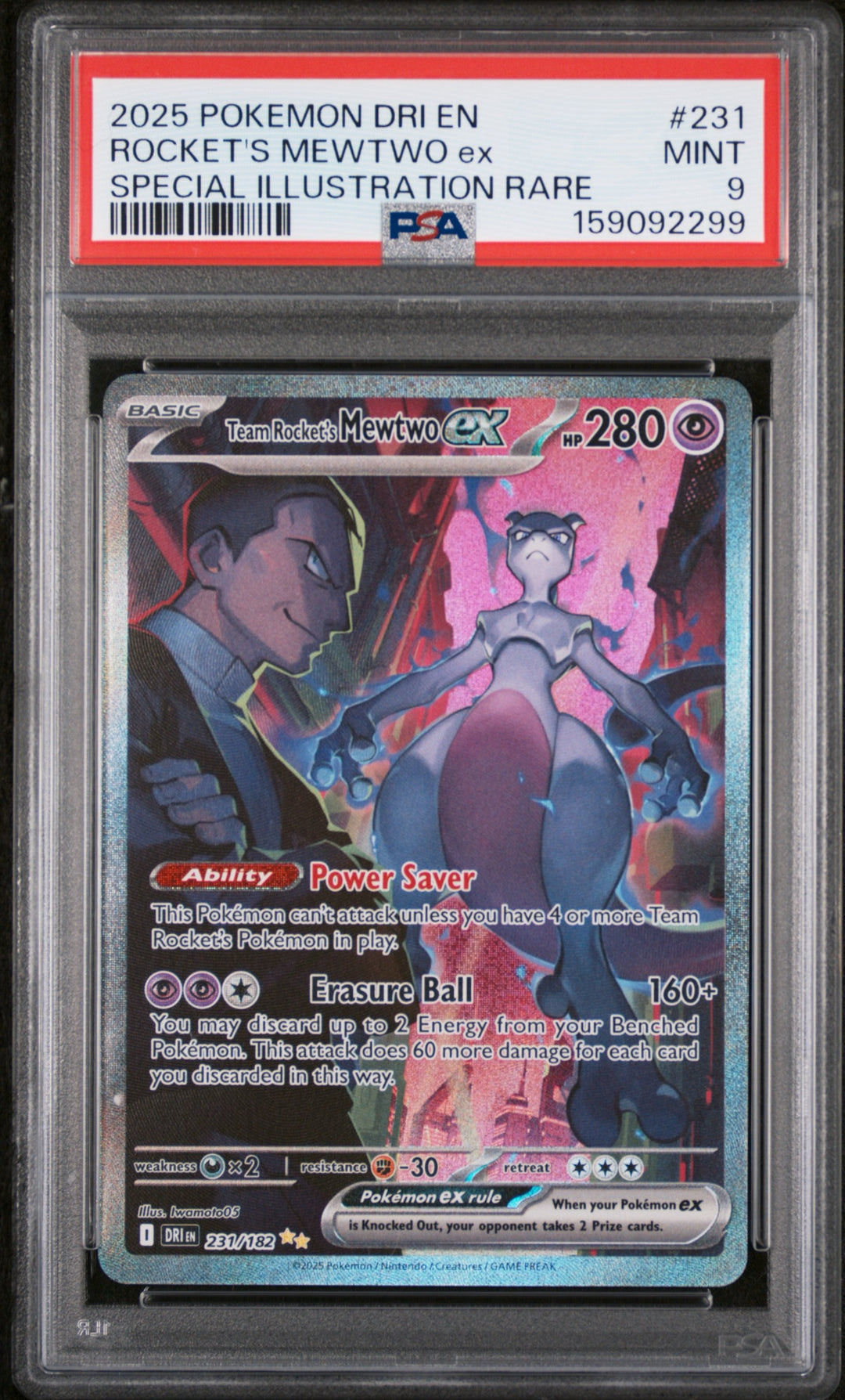 Destined Rival’s Team Rocket’s Mewtwo ex 231/182 - PSA 9