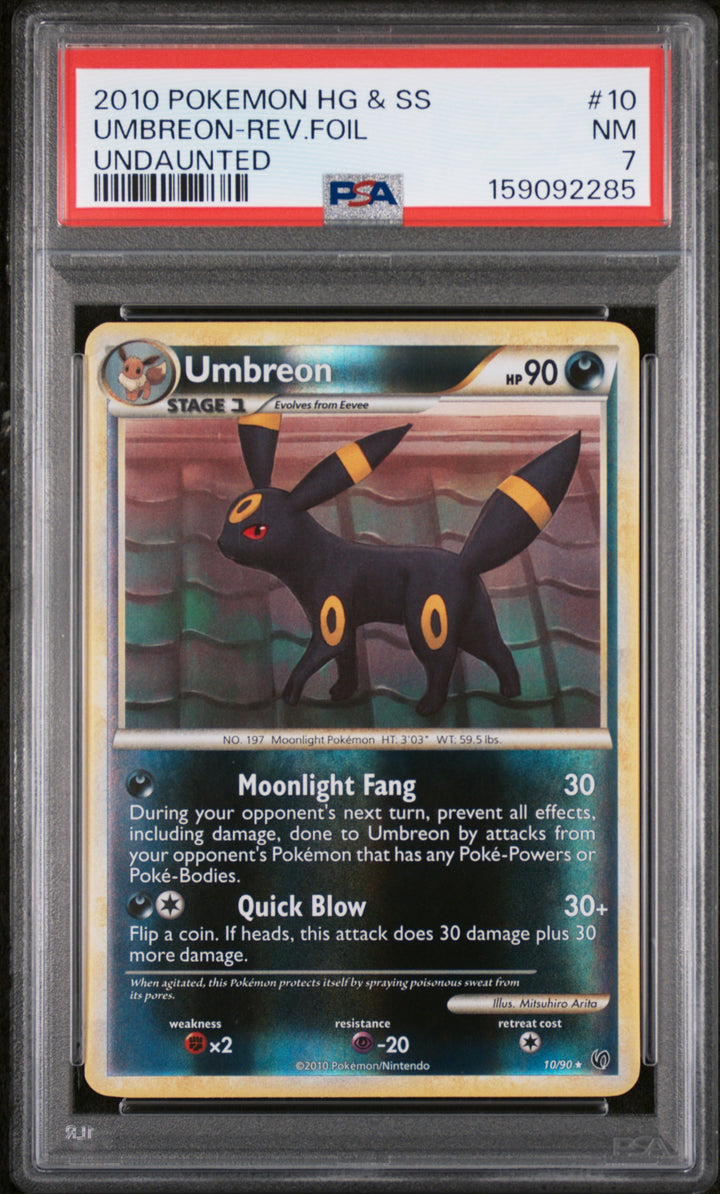 Heartgold &amp; Soulsilver Undaunted Umbreon Reverse Holo 10/90 - PSA 7