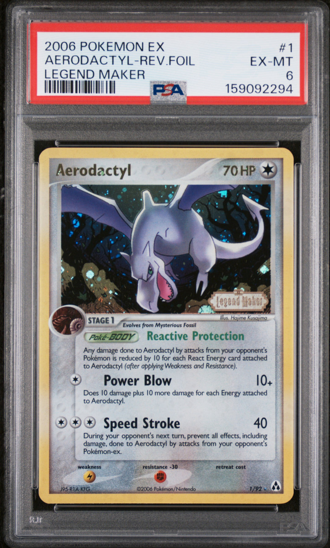 Legend Maker Aerodactyl Reverse Foil 1/92 - PSA 6