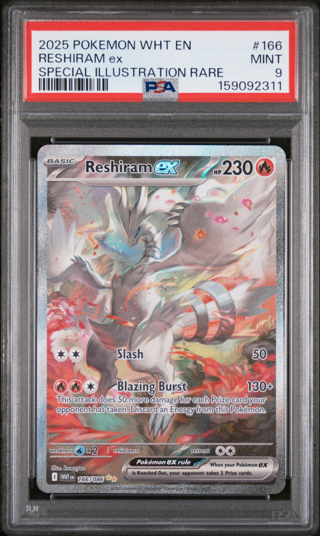 White Flare Reshiram ex 166/086 - PSA 9