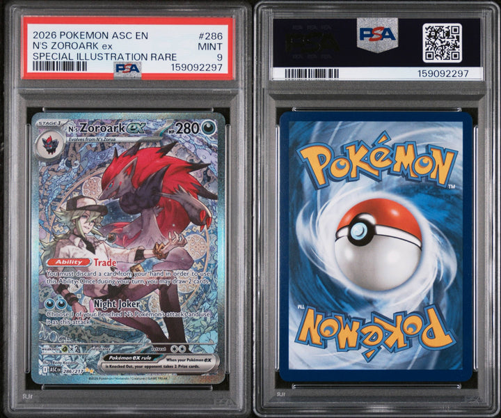 Ascended Heroes N’s Zoroark ex 286/217 - PSA 9