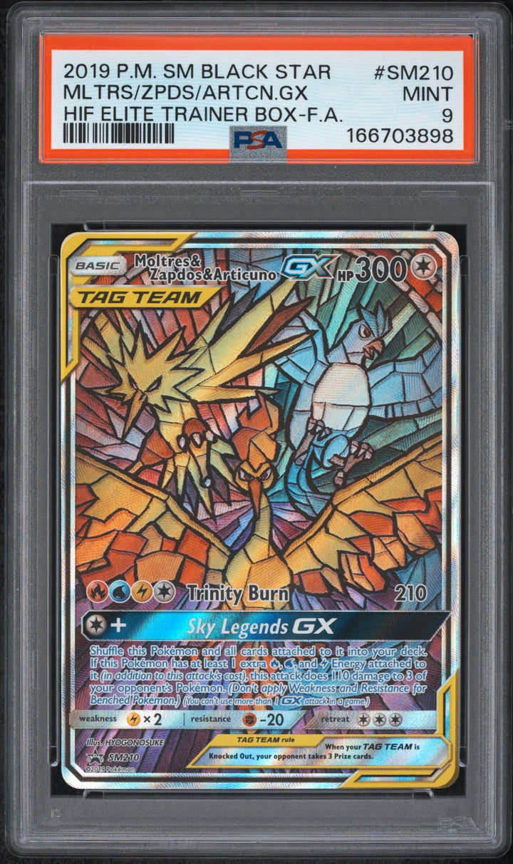 Moltres &amp; Zapdos &amp; Articuno Black Star Promo SM210 - PSA 9