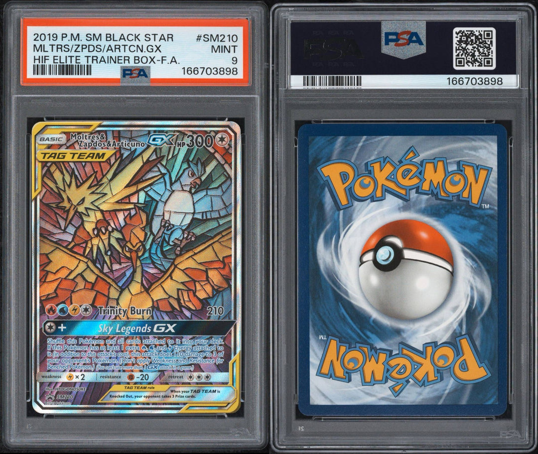 Moltres &amp; Zapdos &amp; Articuno Black Star Promo SM210 - PSA 9