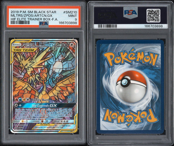 Moltres &amp; Zapdos &amp; Articuno Black Star Promo SM210 - PSA 9