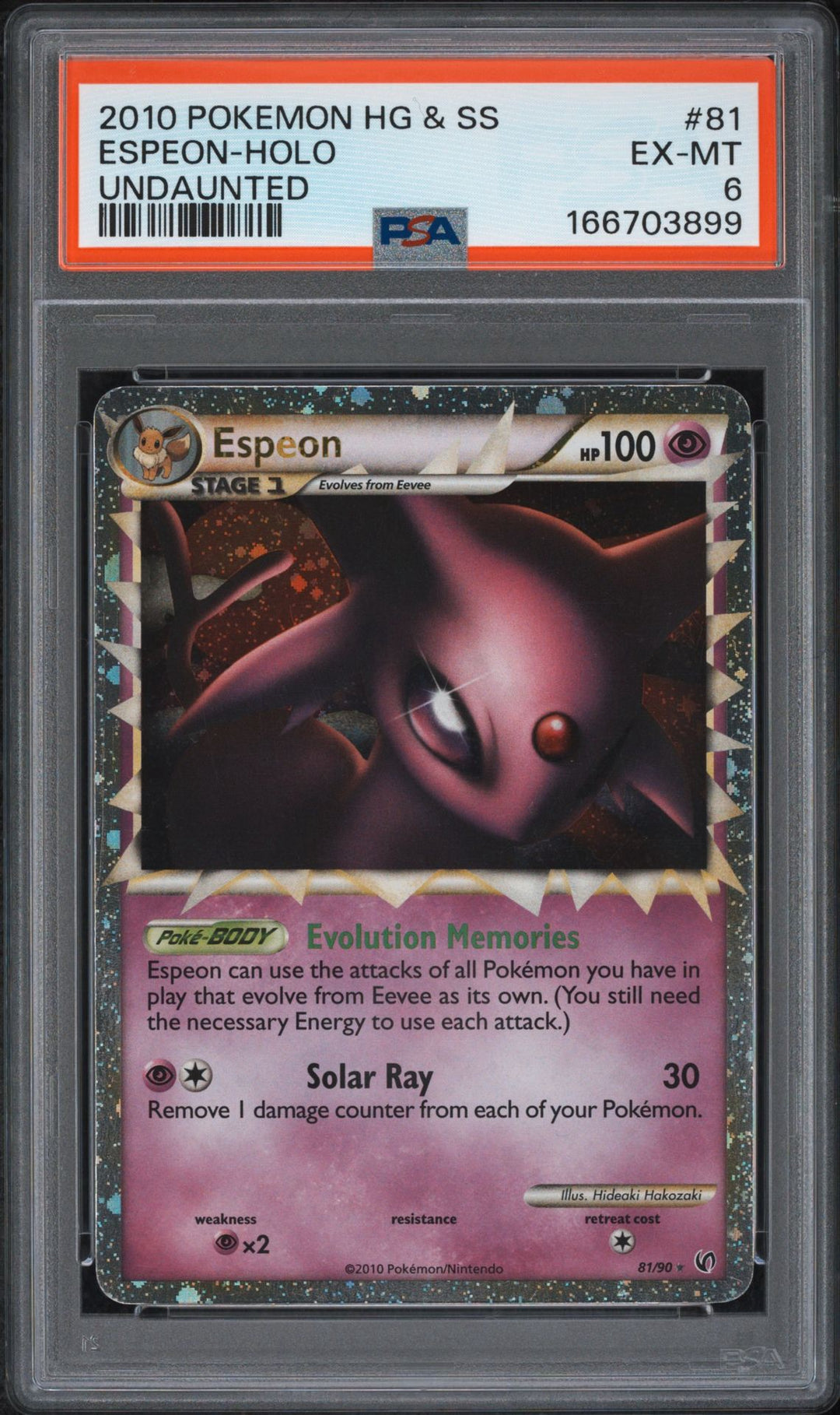 Heartgold &amp; Soulsilver Espeon Holo 81/90 - PSA 6